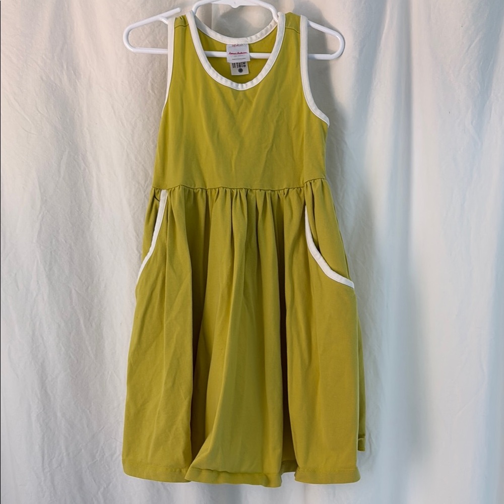 Kids Sleeveless Hannah Andersson Yellow/Green Dress. Size 5.